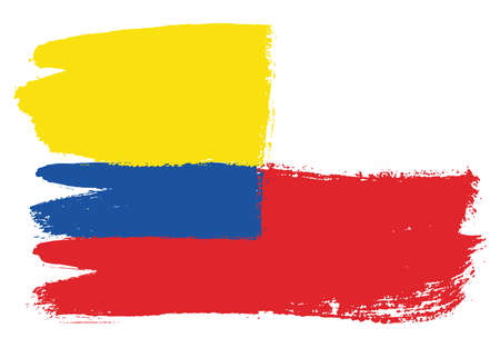 Columbia Flag & Poland Flag Vector Hand Painted with Rounded Brushのイラスト素材