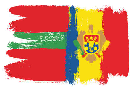 Transnistria Flag and Moldova Flag Vector Hand Painted with Rounded Brushのイラスト素材