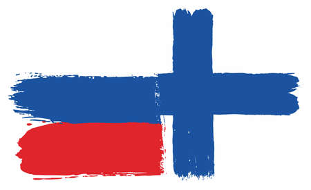 Russia Flag & Finland Flag Vector Hand Painted with Rounded Brushのイラスト素材