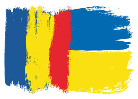 Romania Flag & Ukraine Flag Vector Hand Painted with Rounded Brushのイラスト素材