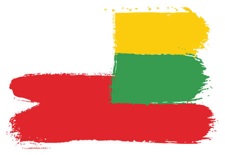Poland Flag & Lithuania Flag Vector Hand Painted with Rounded Brushのイラスト素材