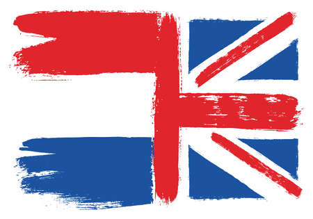 Netherlands Flag & United Kingdom Flag Vector Hand Painted with Rounded Brushのイラスト素材