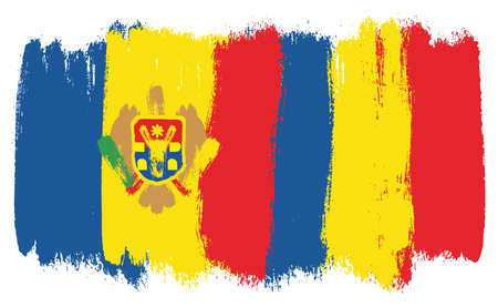 Moldova Flag,  Romania Flag Vector Hand Painted with Rounded Brushのイラスト素材