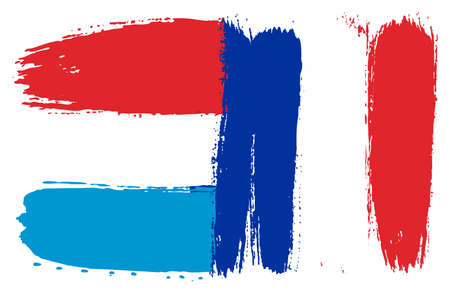 Luxembourg Flag,   France Flag Vector Hand Painted with Rounded Brushのイラスト素材