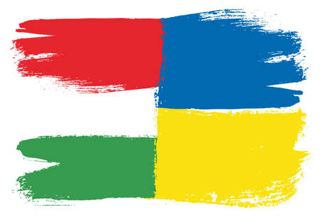 Hungary Flag & Ukraine Flag Vector Hand Painted with Rounded Brushのイラスト素材
