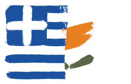Greece Flag & Cyprus Flag Vector Hand Painted with Rounded Brushのイラスト素材