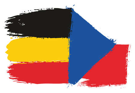 Germany Flag & Czech Republic Flag Vector Hand Painted with Rounded Brushのイラスト素材
