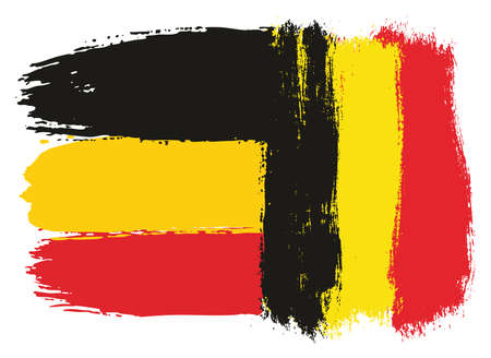 Germany Flag & Belgium Flag Vector Hand Painted with Rounded Brushのイラスト素材