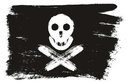 Pirate flag vector hand painted with rounded brush.のイラスト素材