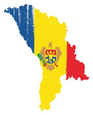 Moldova Flag & Map Vector Hand Painted with Rounded Brushのイラスト素材