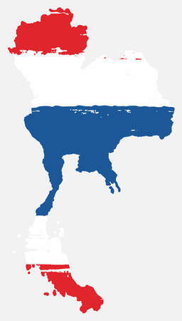Thailand Flag & Map Vector Hand Painted with Rounded Brushのイラスト素材