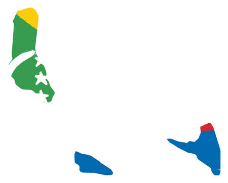 Comoros Flag & Map Vector Hand Painted with Rounded Brushのイラスト素材