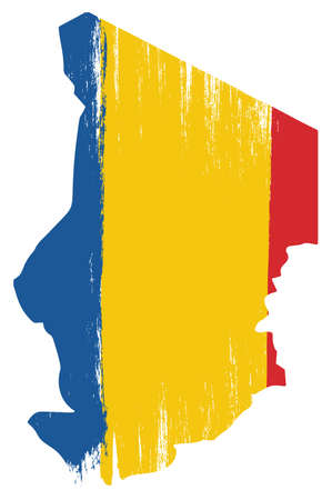 Chad Flag & Map Vector Hand Painted with Rounded Brushのイラスト素材