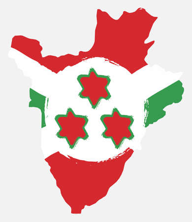 Burundi Flag & Map Vector Hand Painted with Rounded Brushのイラスト素材