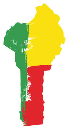 Benin Flag & Map Vector Hand Painted with Rounded Brushのイラスト素材