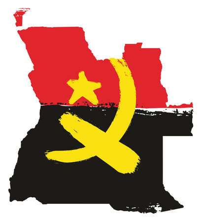Angola Flag & Map Vector Hand Painted with Rounded Brushのイラスト素材