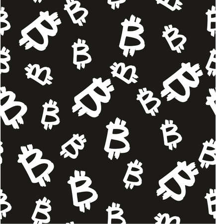 Pen Bitcoin Symbol Seamless Patternのイラスト素材