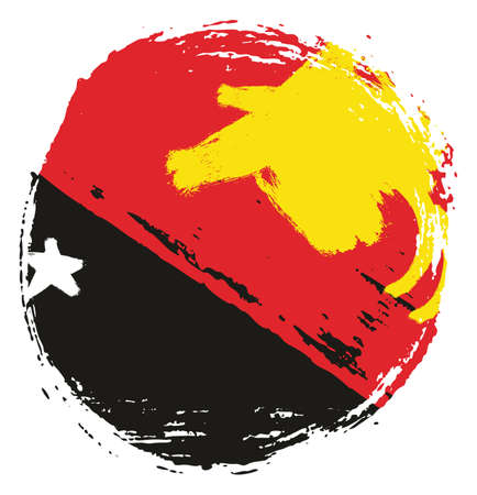 Papua New Guinea Circle Flag Vector Hand Painted with Rounded Brushのイラスト素材