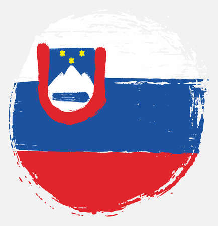 Slovenia Circle Flag Vector Hand Painted with Rounded Brushのイラスト素材