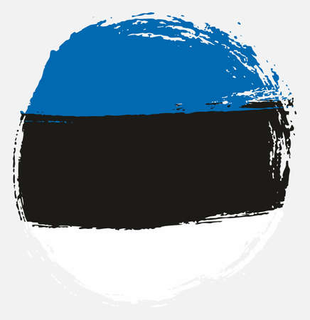 Estonia Circle Flag Vector Hand Painted with Rounded Brushのイラスト素材