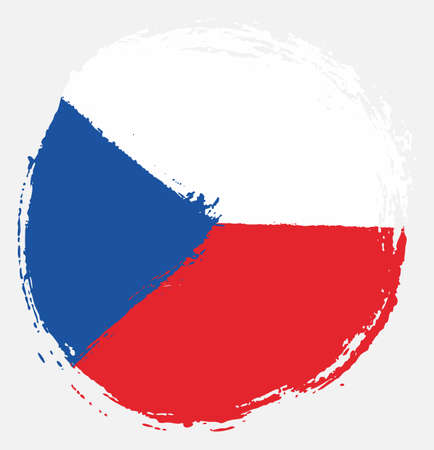 Czech Republic Circle Flag Vector Hand Painted with Rounded Brushのイラスト素材