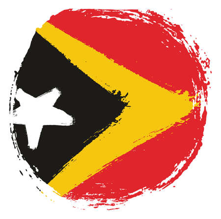 Timor-Leste Circle Flag Vector Hand Painted with Rounded Brushのイラスト素材