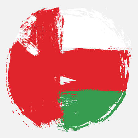 Oman Circle Flag Vector Hand Painted with Rounded Brushのイラスト素材
