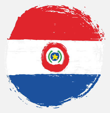 Paraguay Circle Flag Vector Hand Painted with Rounded Brushのイラスト素材