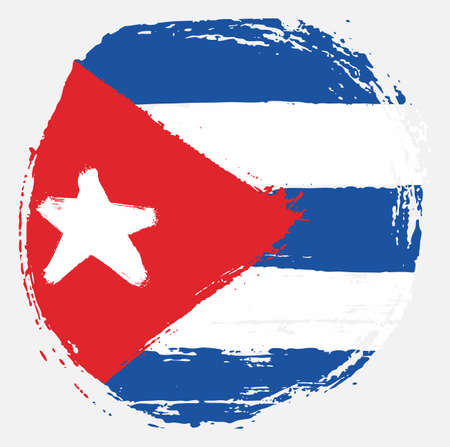 Cuba Circle Flag Vector Hand Painted with Rounded Brushのイラスト素材