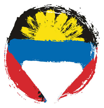 Antigua and Barbuda Circle Flag Vector Hand Painted with Rounded Brushのイラスト素材