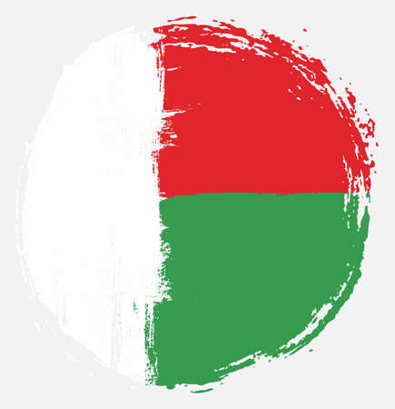 Madagascar Circle Flag Vector Hand Painted with Rounded Brushのイラスト素材