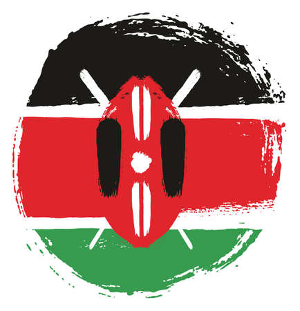 Kenya Circle Flag Vector Hand Painted with Rounded Brushのイラスト素材