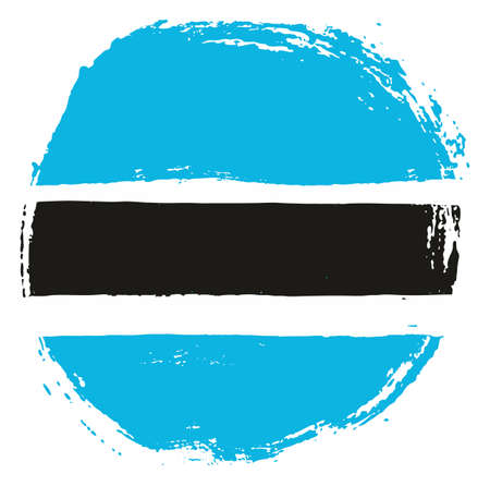 Botswana Circle Flag Vector Hand Painted with Rounded Brushのイラスト素材
