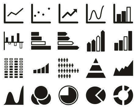 Charts Or Graph Icons Black & White Set Bigのイラスト素材