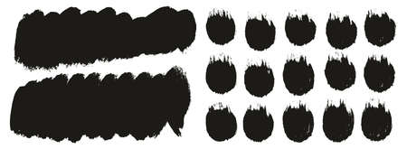 Round Brush Thick Short Background & Straight Lines Mix Artist Brush High Detail Abstract Vector Background Mix Setのイラスト素材