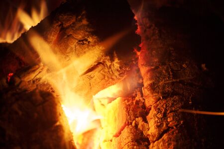 Grill woods on fire macro background