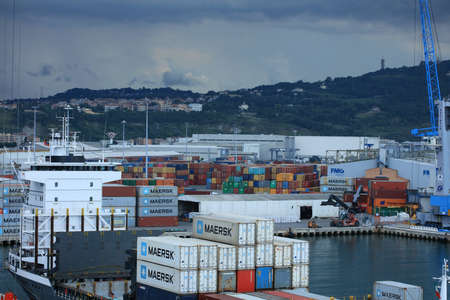 Ancona , Italy, Tuesday 5 July 2020 view of the city port from ship covid-19 season holidays high quality printsのeditorial素材