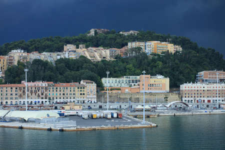 Ancona , Italy, Tuesday 5 July 2020 view of the city port from ship covid-19 season holidays high quality printsのeditorial素材