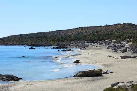 Amazing blue lagoon kedrodasos beach creta island red sand cost clear waters modern background high...