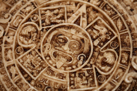 Aztec sun stone close up background modern high quality print