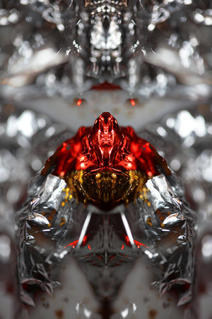 Red and silver aluminum foliage close up abstract background modern big size high quality printsの写真素材