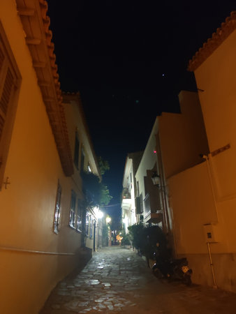 Athens night with Monastiraki square and old Plaka Acropolis hill on foot walking exploring Greece big size high quality printの写真素材