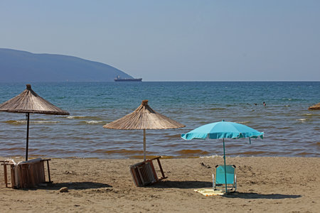 Vlore, Albania, Saturday 26 August 2023 exploring public beaches hunting for sunset beautiful places to swim lungo mare riviera high quality big size instant printingsの写真素材