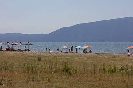 Vlore, Albania, Saturday 26 August 2023 exploring public beaches hunting for sunset beautiful places to swim lungomare riviera high quality big size instant printsのeditorial素材