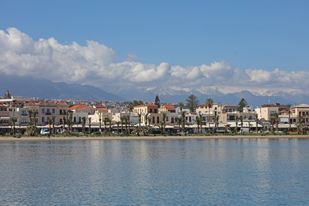 Rethimno, Greece, Friday 15 March 2024 Crete island holidays exploring the city port riviera luxury yachts close up summer background carnival season high quality big size printsのeditorial素材