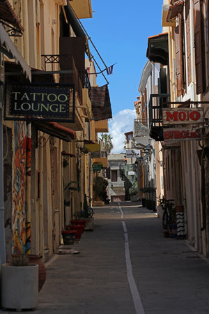 Rethimnon, Greece, Friday 15 March 2024 Crete island holidays exploring the old ancient stone city close up summer background carnival season high quality big size printingsのeditorial素材