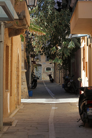Rethimnon, Greece, Friday 15 March 2024 Crete island holidays exploring the old ancient stone city roads close up summer background carnival season high quality big size printingsのeditorial素材