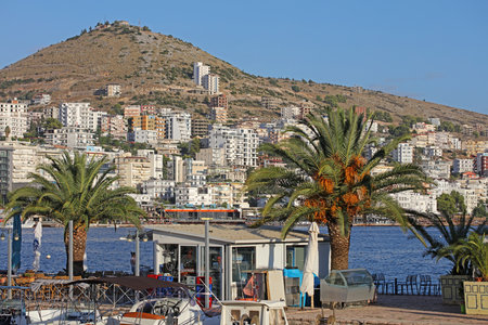 Saranda, Albania, Monday 16 September 2022 Exploring riviera port best places and beautiful city summer vibes high quality big size traveling printのeditorial素材