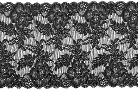 flowered  black lace on white background                            の写真素材