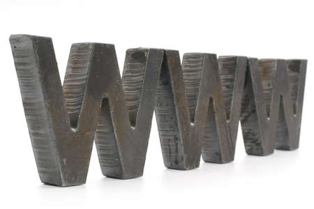 Three metal WWW letters chained and locked with padlockの写真素材